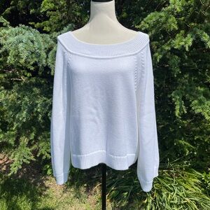 J.Crew White Cotton Bell Sleeve Sweater M